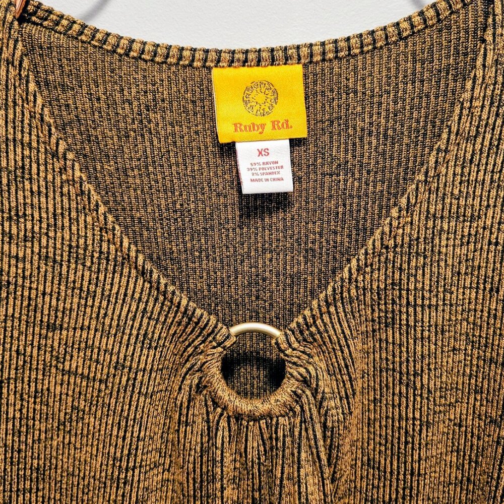 Ruby Rd. Two-Piece Oversized Rib-Knit O-Ring Lounge Set in Cognac - Picture 4 of 8